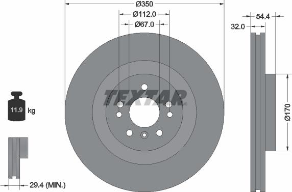 Textar 92284205 - Гальмівний диск autocars.com.ua