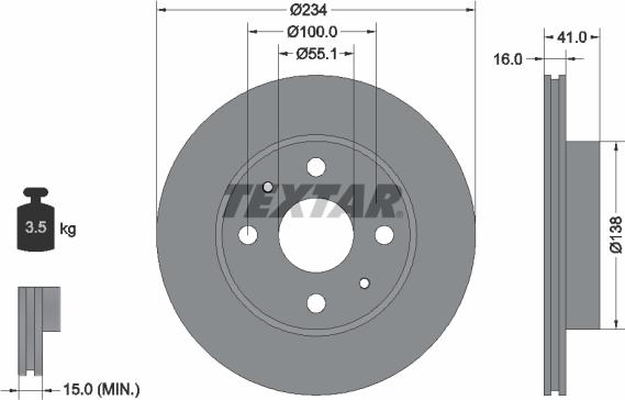 Textar 92285603 - Гальмівний диск autocars.com.ua