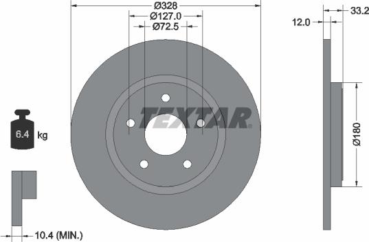 Textar 92286003 - Гальмівний диск autocars.com.ua