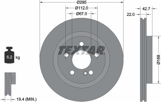 Textar 92286905 - Гальмівний диск autocars.com.ua