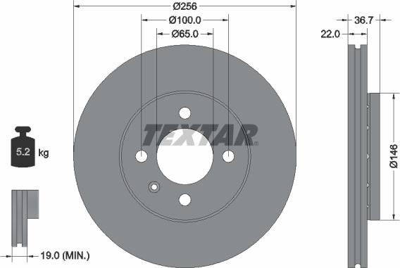 Textar 92287003 - Гальмівний диск autocars.com.ua