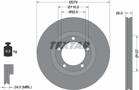 Textar 92289103 - Гальмівний диск autocars.com.ua