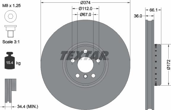 Textar 92290325 - Гальмівний диск autocars.com.ua