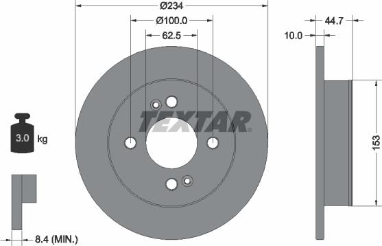 Textar 92291603 - Гальмівний диск autocars.com.ua