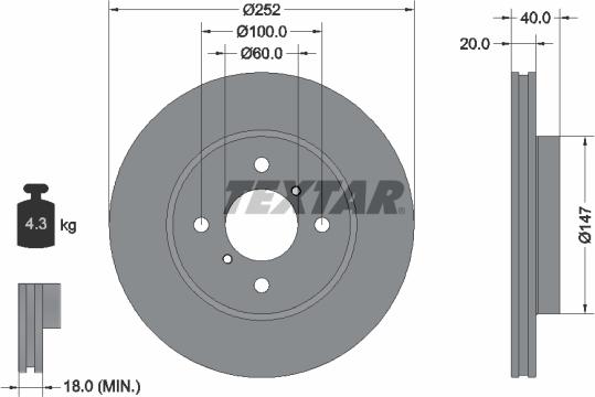 Textar 92292903 - Гальмівний диск autocars.com.ua