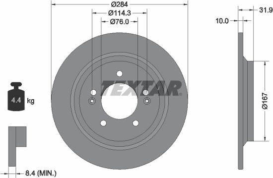 Textar 92293103 - Гальмівний диск autocars.com.ua