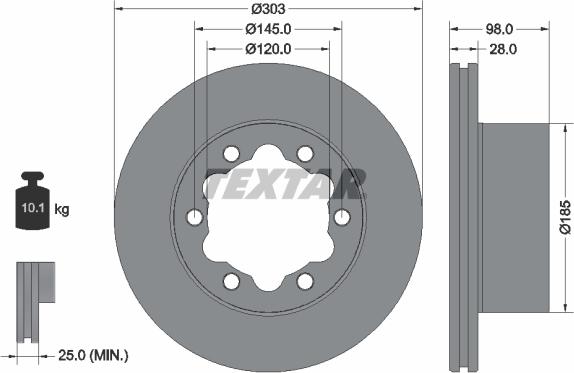 Textar 92295303 - Тормозной диск avtokuzovplus.com.ua