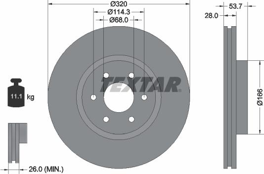 Textar 92296503 - Гальмівний диск autocars.com.ua