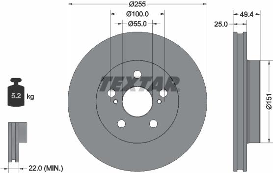 Textar 92301703 - Гальмівний диск autocars.com.ua