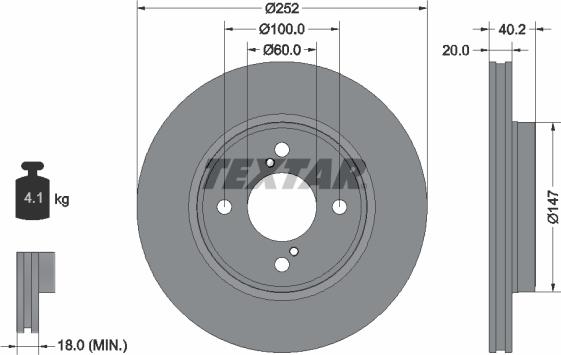 Textar 92303703 - Тормозной диск avtokuzovplus.com.ua