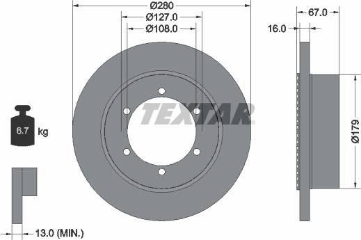 Textar 92304003 - Гальмівний диск autocars.com.ua