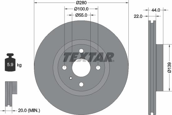 Textar 92304205 - Гальмівний диск autocars.com.ua