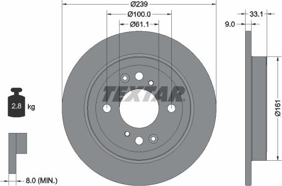 Textar 92304403 - Гальмівний диск autocars.com.ua