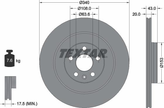 Textar 92304503 - Гальмівний диск autocars.com.ua