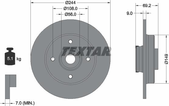 Textar 92305403 - Тормозной диск avtokuzovplus.com.ua