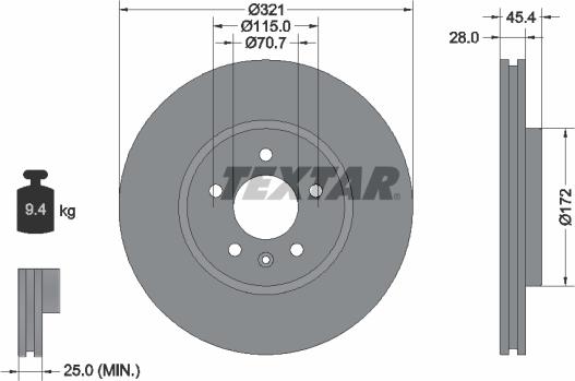 Textar 92305505 - Гальмівний диск autocars.com.ua