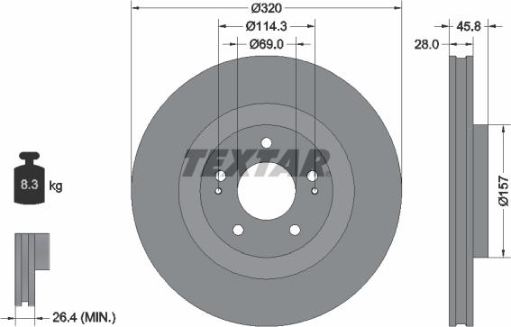 Textar 92306503 - Гальмівний диск autocars.com.ua