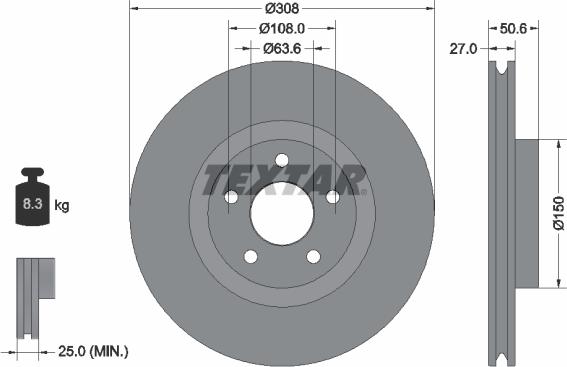 Textar 92306703 - Тормозной диск avtokuzovplus.com.ua