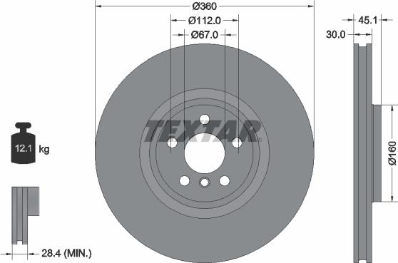 Textar 92307303 - Гальмівний диск autocars.com.ua