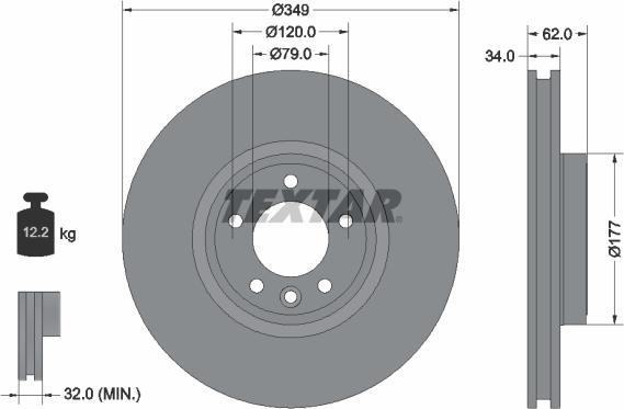 Textar 92307605 - Гальмівний диск autocars.com.ua