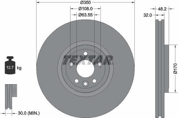 Textar 92308105 - Гальмівний диск autocars.com.ua