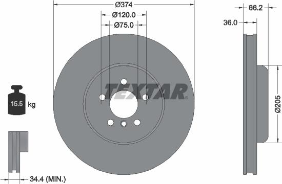 Textar 92312005 - Гальмівний диск autocars.com.ua