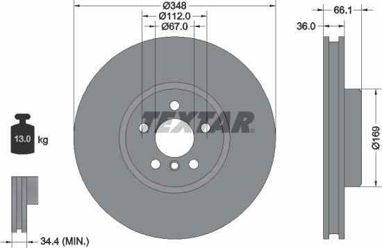 Textar 92312705 - Гальмівний диск autocars.com.ua