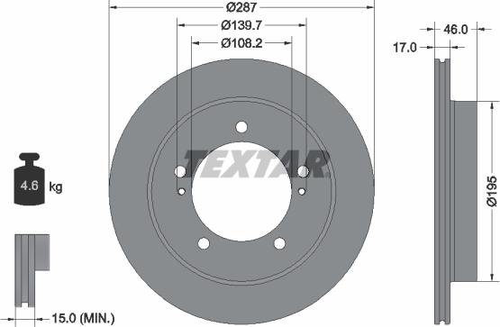 Textar 92314103 - Гальмівний диск autocars.com.ua