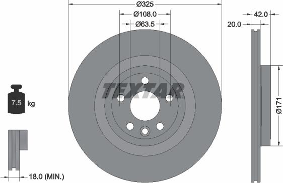 Textar 92314305 - Гальмівний диск autocars.com.ua