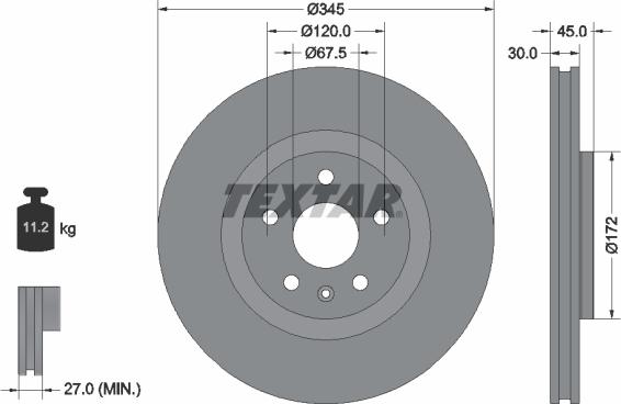 Textar 92314505 - Гальмівний диск autocars.com.ua