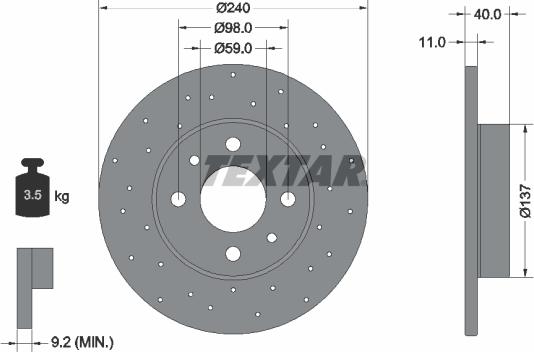 Textar 92316003 - Гальмівний диск autocars.com.ua