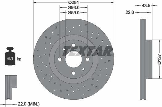 Textar 92316103 - Гальмівний диск autocars.com.ua