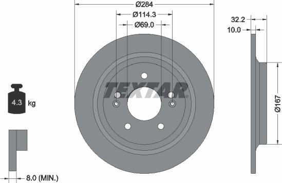 Textar 92316303 - Гальмівний диск autocars.com.ua