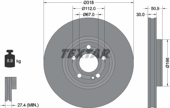 Textar 92316705 - Гальмівний диск autocars.com.ua