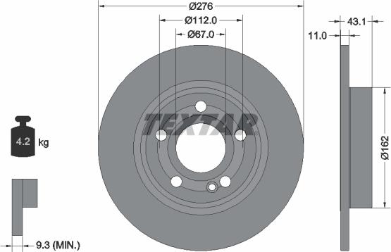 Textar 92316803 - Гальмівний диск autocars.com.ua