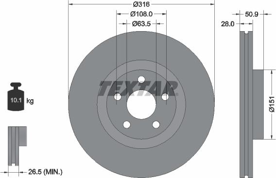 Textar 92317203 - Тормозной диск avtokuzovplus.com.ua