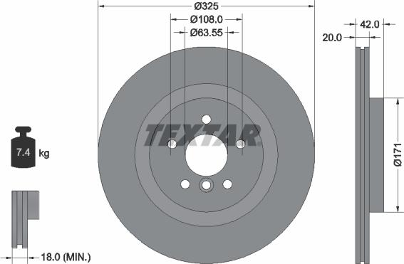 Textar 92318105 - Гальмівний диск autocars.com.ua