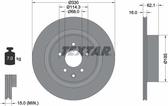 Textar 92319703 - Гальмівний диск autocars.com.ua