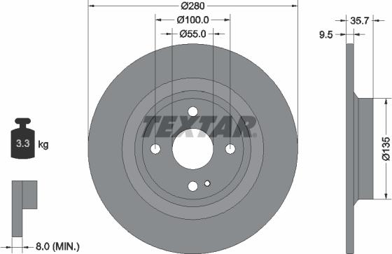 Textar 92320003 - Гальмівний диск autocars.com.ua