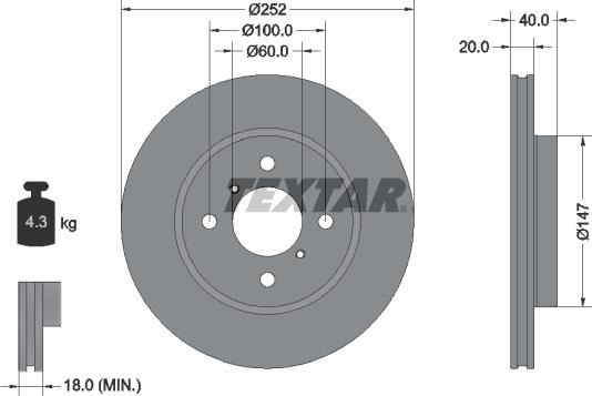 Textar 92320603 - Тормозной диск avtokuzovplus.com.ua