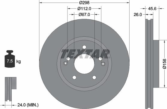 Textar 92322903 - Гальмівний диск autocars.com.ua