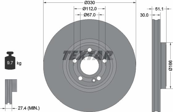 Textar 92323305 - Гальмівний диск autocars.com.ua