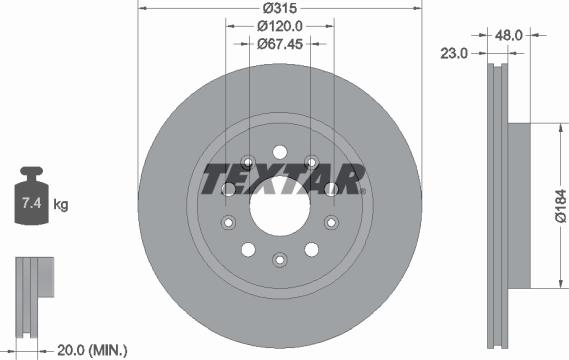 Textar 92324505 - Тормозной диск avtokuzovplus.com.ua