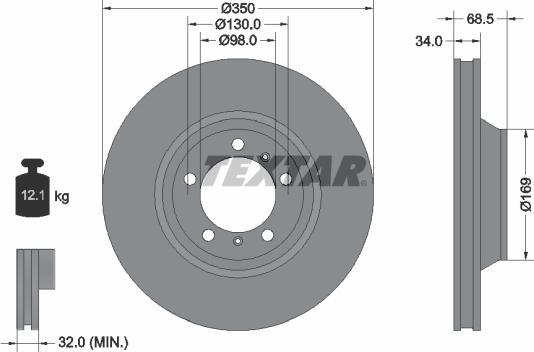 Textar 92325005 - Гальмівний диск autocars.com.ua