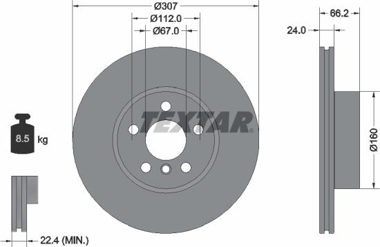 Textar 92326805 - Гальмівний диск autocars.com.ua