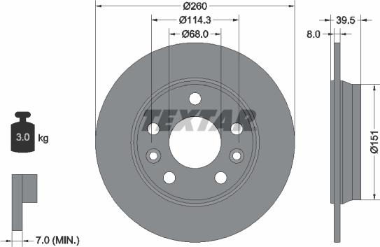 Textar 92327203 - Гальмівний диск autocars.com.ua