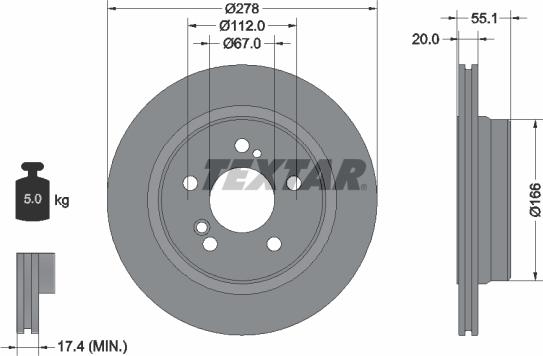 Textar 92329703 - Гальмівний диск autocars.com.ua