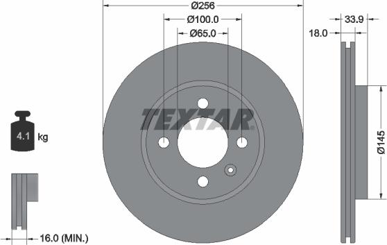 Textar 92330200 - Гальмівний диск autocars.com.ua