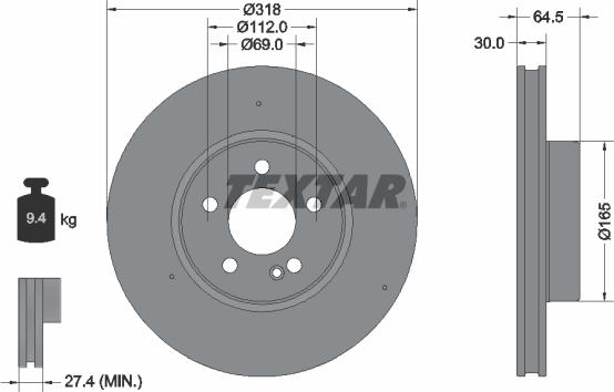 Textar 92330705 - Гальмівний диск autocars.com.ua