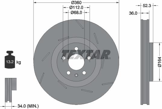 Textar 92334105 - Гальмівний диск autocars.com.ua